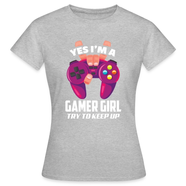 Maquette de T-shirt Femme « Gamer Girl : Les Filles Aussi Zappent ! » à personnaliser