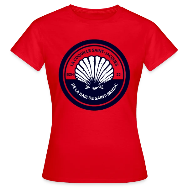 Maquette de T-shirt Femme « Coquille Saint-Jacques Baie de Saint-Brieuc » à personnaliser