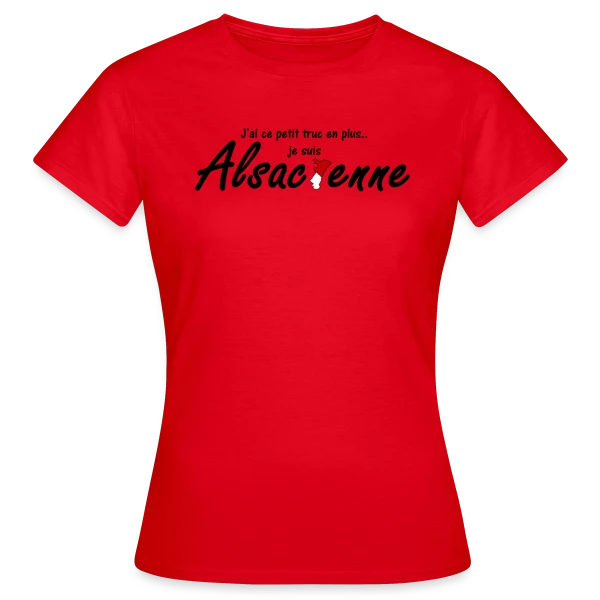 Maquette de T-shirt Femme « Je suis Alsacienne Humour » à personnaliser
