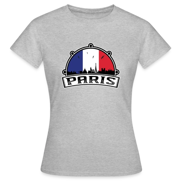 Maquette de T-shirt Femme « Paris Skyline Drapeau Français » à personnaliser