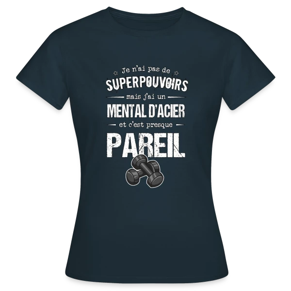 Maquette de T-shirt Femme « Motivation Sport: Mental d'Acier » à personnaliser