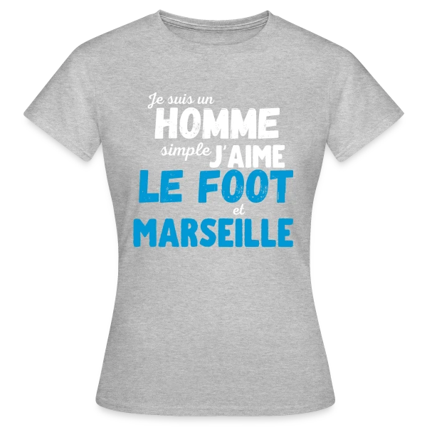 Maquette de T-shirt Femme « J'aime Foot Marseille » à personnaliser