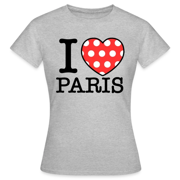 Maquette de T-shirt Femme « J'aime Paris Pois » à personnaliser