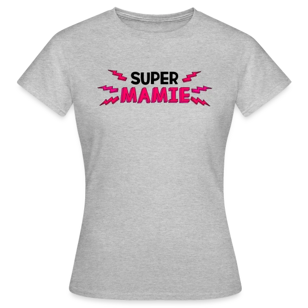 Maquette de T-shirt Femme « Super Mamie - Le Cadeau Idéal » à personnaliser