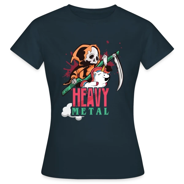 Maquette de T-shirt Femme « Squelette Guitariste Heavy Metal » à personnaliser
