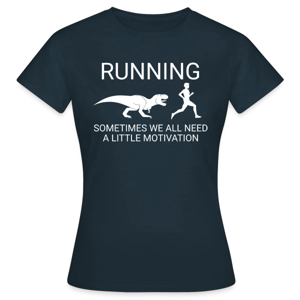 Maquette de T-shirt Femme « Dinosaure Coureur - Motivation Running » à personnaliser