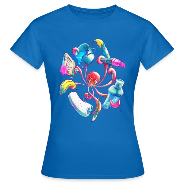 Maquette de T-shirt Femme « Pulpograffer : Poulpe Artiste Urbain » à personnaliser
