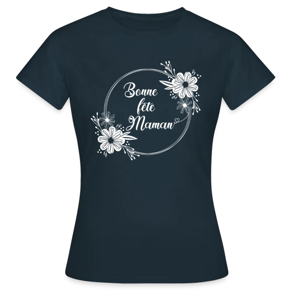 Maquette de T-shirt Femme « Bonne Fête Maman - Cadeau Tendresse » à personnaliser
