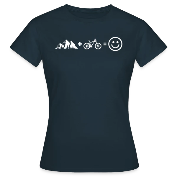 Maquette de T-shirt Femme « VTT Bonheur Montagne » à personnaliser