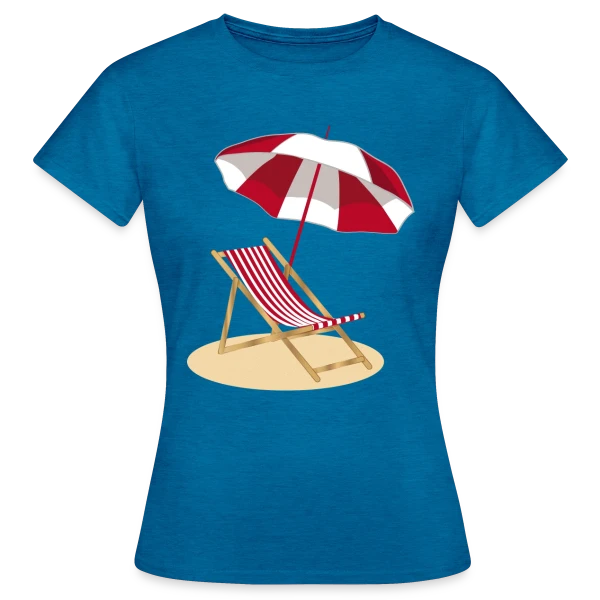 Maquette de T-shirt Femme « Évasion Plage & Soleil » à personnaliser