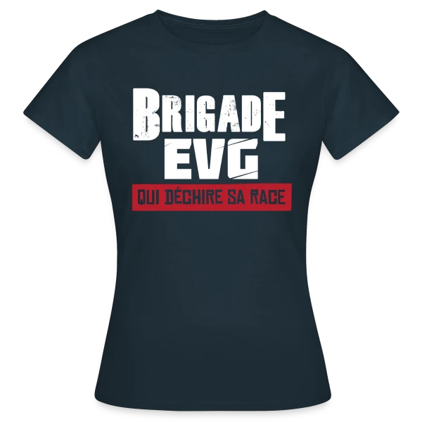 Maquette de T-shirt Femme « Brigade EVG Qui Déchire » à personnaliser