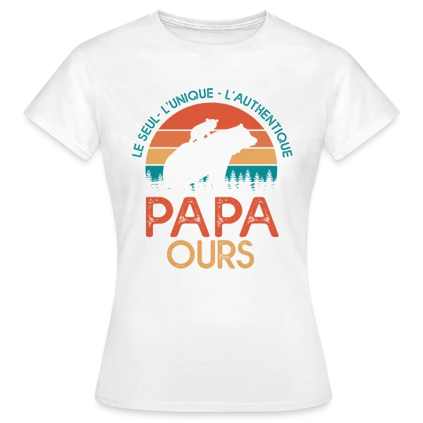 Maquette de T-shirt Femme « Papa Ours - Le Cadeau Original pour la Fête des Pères » à personnaliser