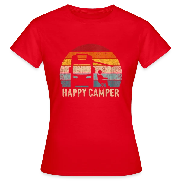 Maquette de T-shirt Femme « Campeur Rétro en Van » à personnaliser