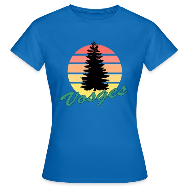 Maquette de T-shirt Femme « Vosges : Sapin au Coucher de Soleil Vintage » à personnaliser