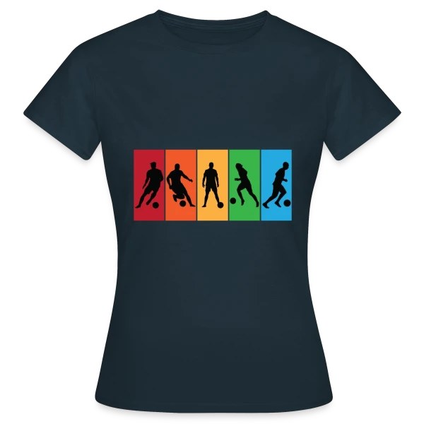 Maquette de T-shirt Femme « Passion Football : Joueurs et Compétitions » à personnaliser