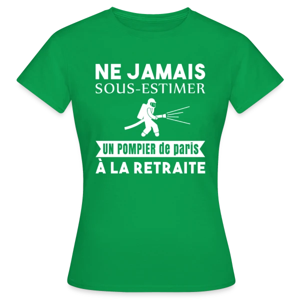 Maquette de T-shirt Femme « Pompier de Paris Retraité » à personnaliser