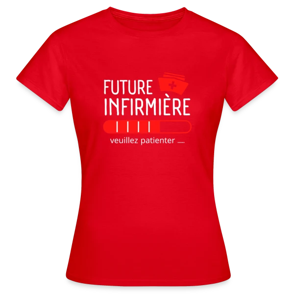 Maquette de T-shirt Femme « Future Infirmière : Patientez ! T-shirt Humour et Motivation » à personnaliser