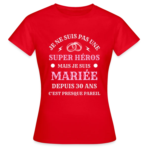 Maquette de T-shirt Femme « Super Héroïne Mariée » à personnaliser