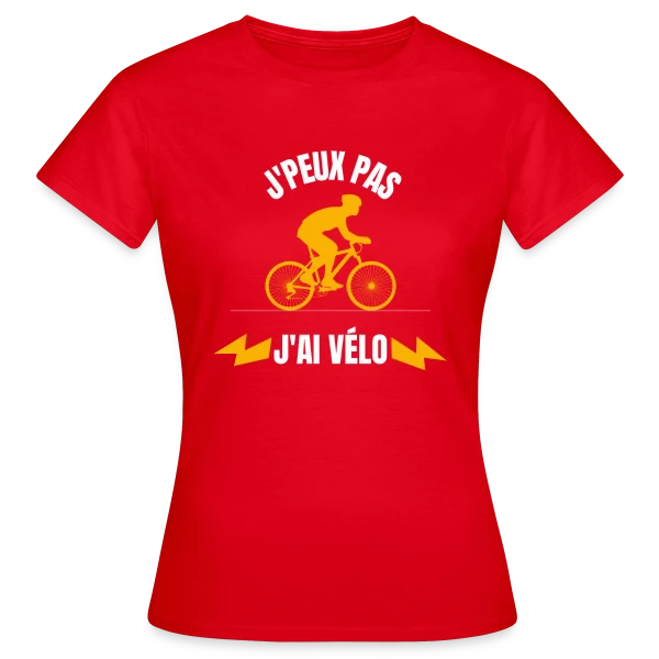 Maquette de T-shirt Femme « Je Peux Pas J'ai Vélo » à personnaliser