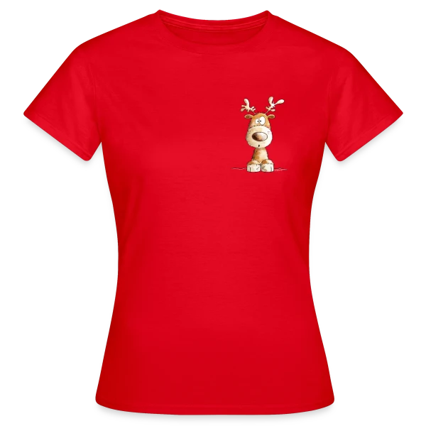 Maquette de T-shirt Femme « Petit renne de Noël "Ho Ho Ho" - Modartis » à personnaliser