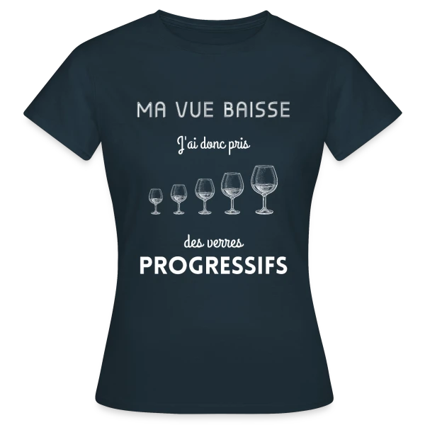 Maquette de T-shirt Femme « Humour Vin Drôle » à personnaliser