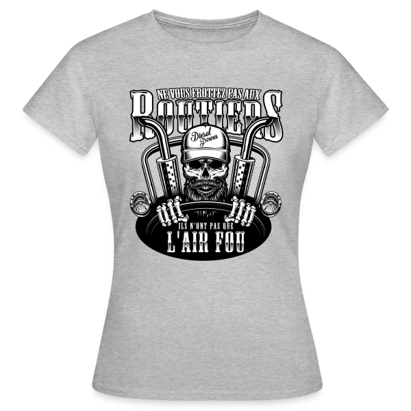Maquette de T-shirt Femme « Attention aux Routiers - Humour du Bitume » à personnaliser