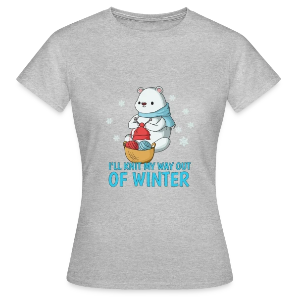 Maquette de T-shirt Femme « Ours Polaire Tricote l'Hiver » à personnaliser