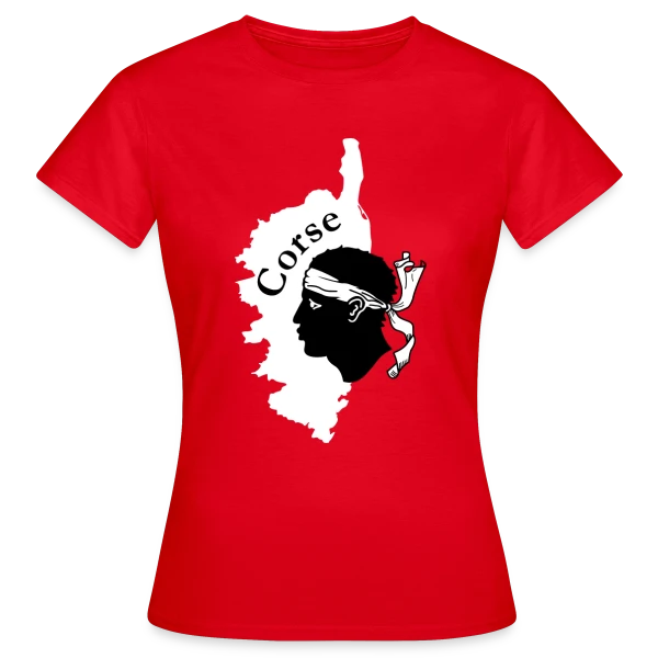 Maquette de T-shirt Femme « Tête de Maure Corse Texte » à personnaliser