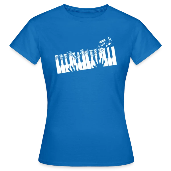 Maquette de T-shirt Femme « Clavier de Piano & Notes de Musique Élégantes » à personnaliser