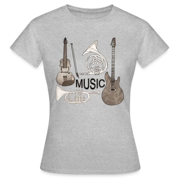 Maquette de T-shirt Femme « Passion Musique : Instruments & Guitare » à personnaliser