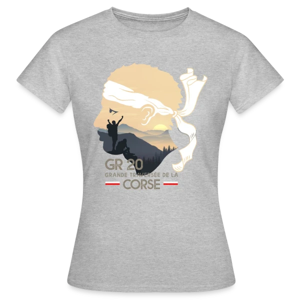 Maquette de T-shirt Femme « GR20 Corse Randonnée Épique » à personnaliser