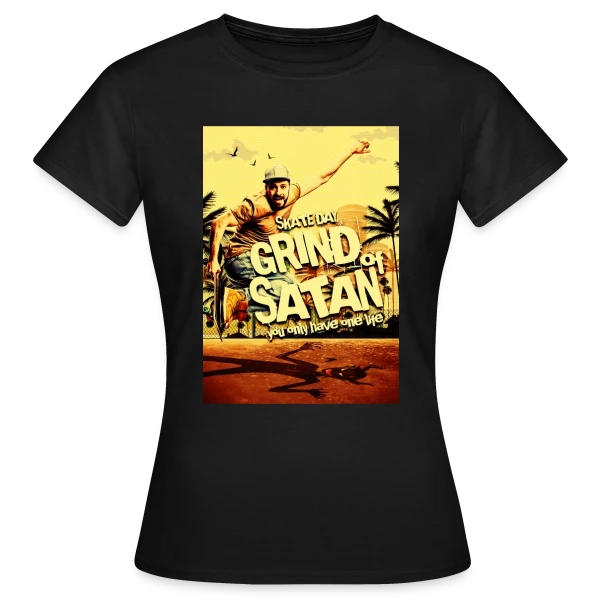 Maquette de T-shirt Femme « Skate Satanique Vintage & Humour » à personnaliser