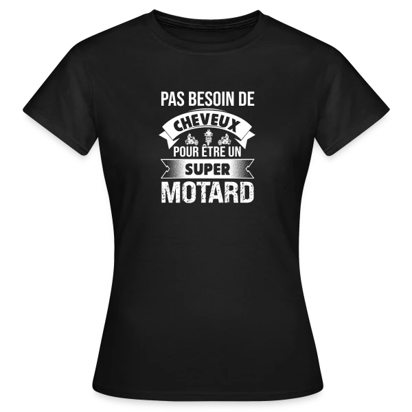Maquette de T-shirt Femme « Motard Chauve : Pas Besoin de Cheveux pour Être Super ! » à personnaliser