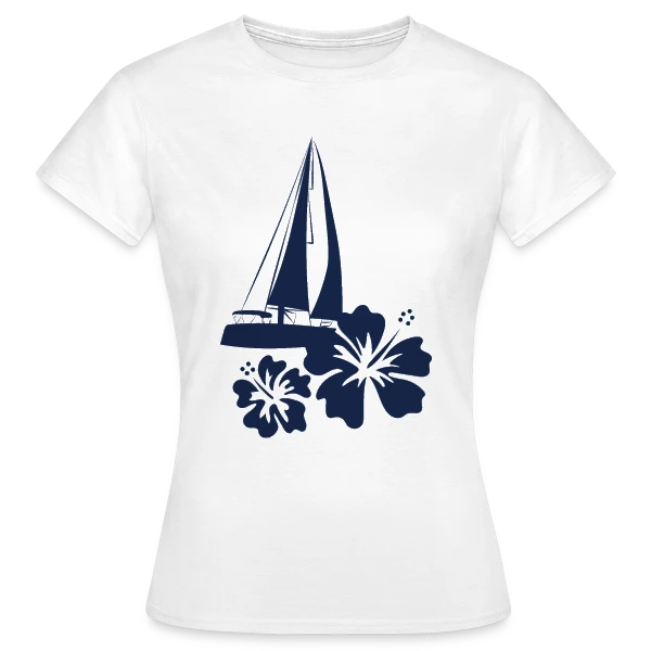 Maquette de T-shirt Femme « Voilier sur l'Océan Pacifique » à personnaliser