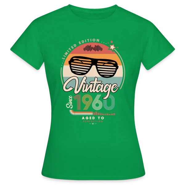 Maquette de T-shirt Femme « Vintage Depuis 1960 : L'Année Fondatrice » à personnaliser