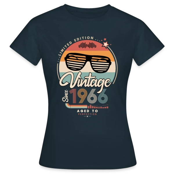 Maquette de T-shirt Femme « Vintage Depuis 1966 : Un Millésime Exceptionnel » à personnaliser