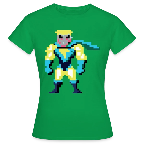 Maquette de T-shirt Femme « Super-Héros Pixel Franck » à personnaliser