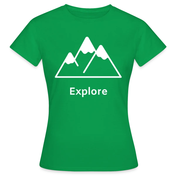 Maquette de T-shirt Femme « Montagnes Minimalistes Explore » à personnaliser