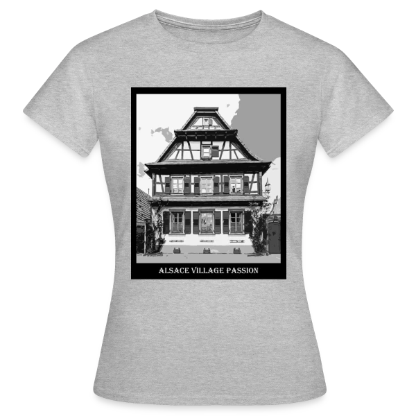 Maquette de T-shirt Femme « Maison à Colombages Alsacienne Vintage » à personnaliser