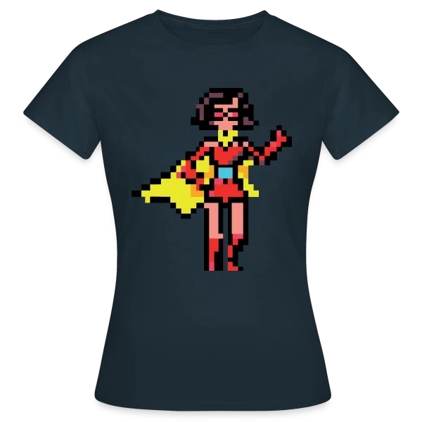 Maquette de T-shirt Femme « Super-Héroïne Rétro Mag » à personnaliser