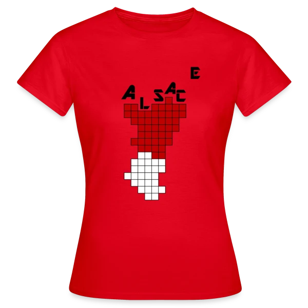 Maquette de T-shirt Femme « Alsace Pixel Art - Humour Rétrogaming » à personnaliser