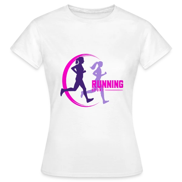 Maquette de T-shirt Femme « Running : Deux Filles en Pleine Course » à personnaliser