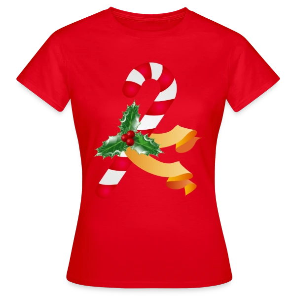 Maquette de T-shirt Femme « Sucre d'Orge et Houx pour la Période des Fêtes » à personnaliser