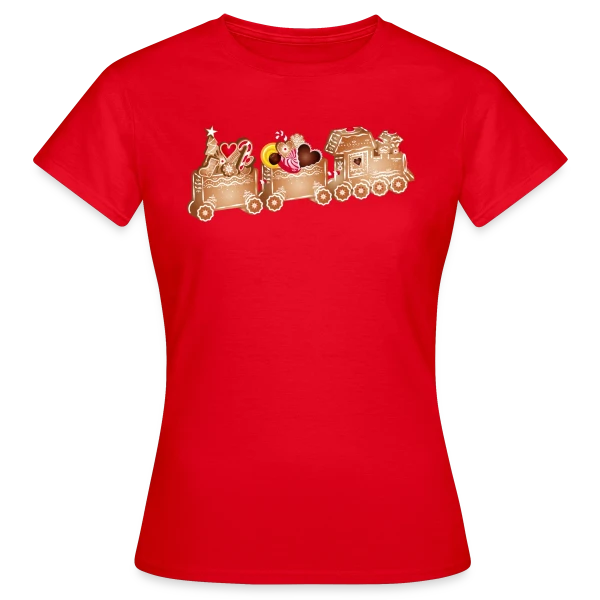 Maquette de T-shirt Femme « Adorable Train de Pain d'Épices 3D pour Noël » à personnaliser