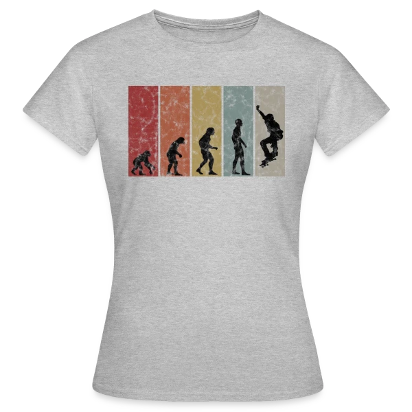 Maquette de T-shirt Femme « Évolution Rétro Skateboarder » à personnaliser