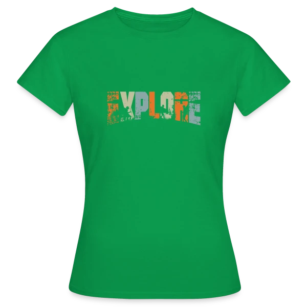 Maquette de T-shirt Femme « Esprit Aventure Rétro » à personnaliser