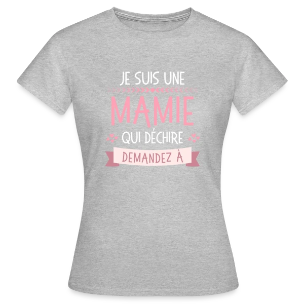 Maquette de T-shirt Femme « Mamie Qui Déchire : Demandez aux [Prénoms Personnalisés] » à personnaliser