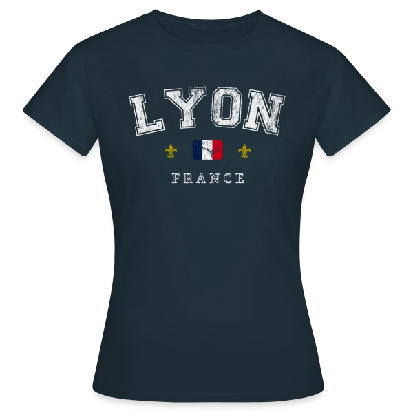 Maquette de T-shirt Femme « Lyon France Vintage » à personnaliser