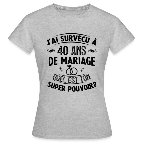 Maquette de T-shirt Femme « Noces de Rubis : Mon Super Pouvoir » à personnaliser