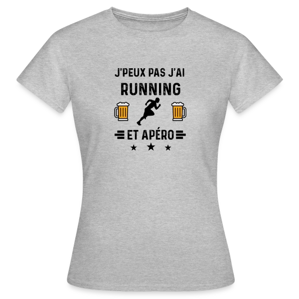 Maquette de T-shirt Femme « Je Peux Pas J'ai Running Apéro » à personnaliser